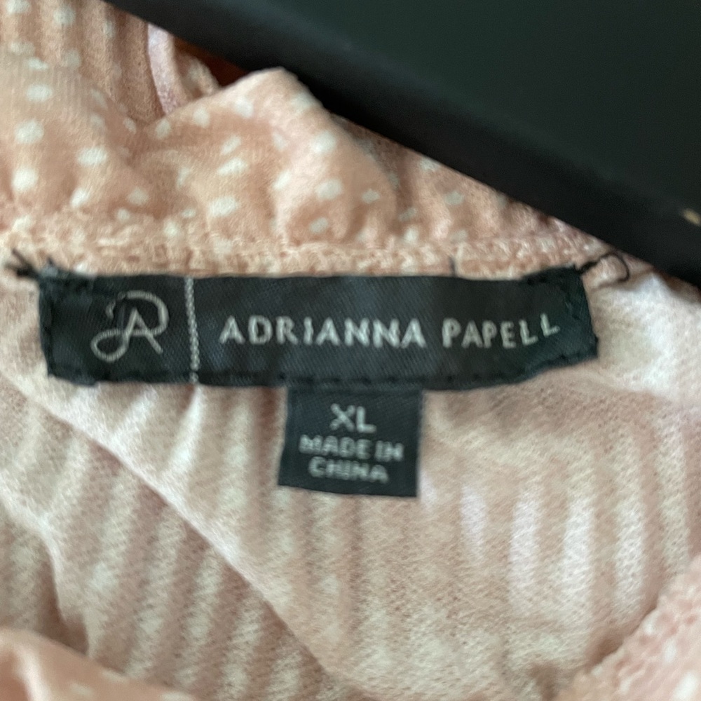 Adrianna Papell | Blush Stretch Jersey Polka Dot Top | Sz XL - Picture 13 of 14